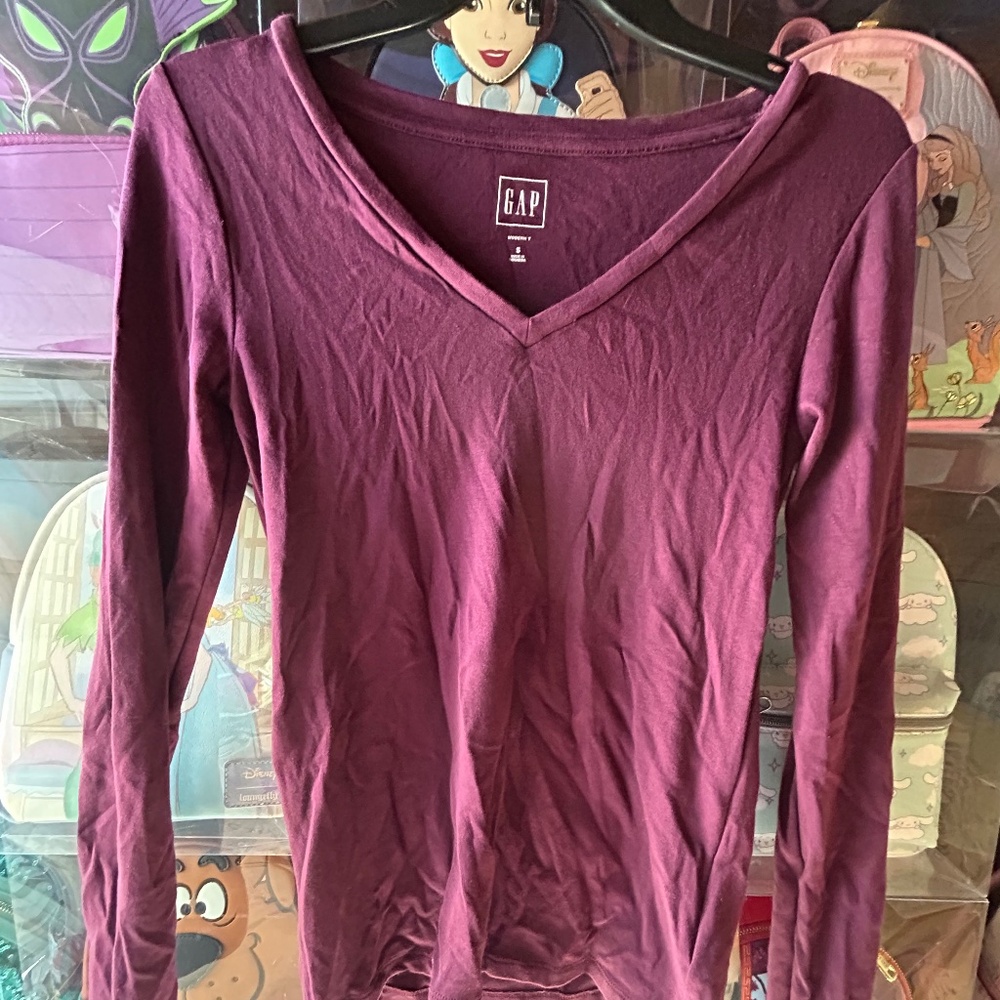 GAP Modern Tee Long Sleeve Purple Small Women